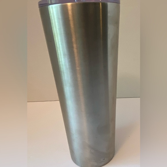 STARBUCKS Brushed Stainless Steel Silver Siren Cup Tumbler 24 oz Venti Clear Lid - Picture 3 of 4